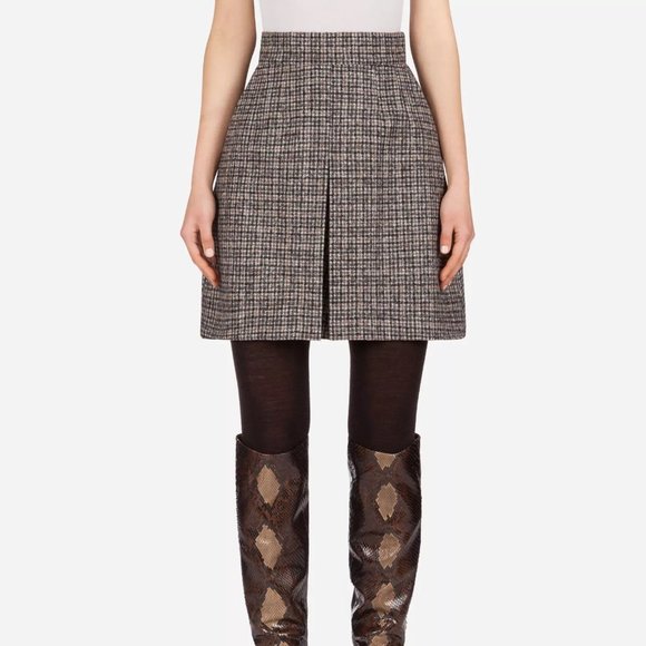 Dolce & Gabbana Tweed Kick Pleat Mini Skirt - Picture 1 of 7
